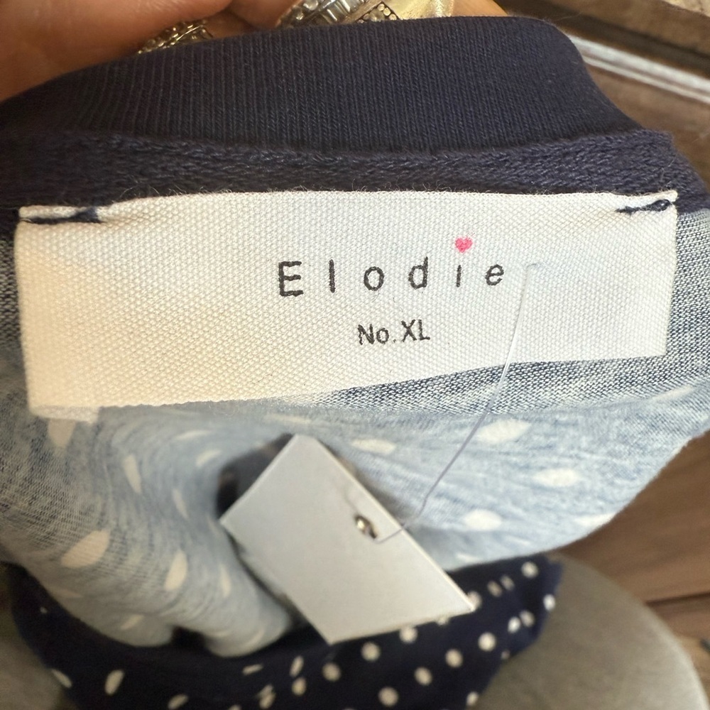 Elodie Blue White Cuffed Sleeve Tie Front Tee - Picture 7 of 9